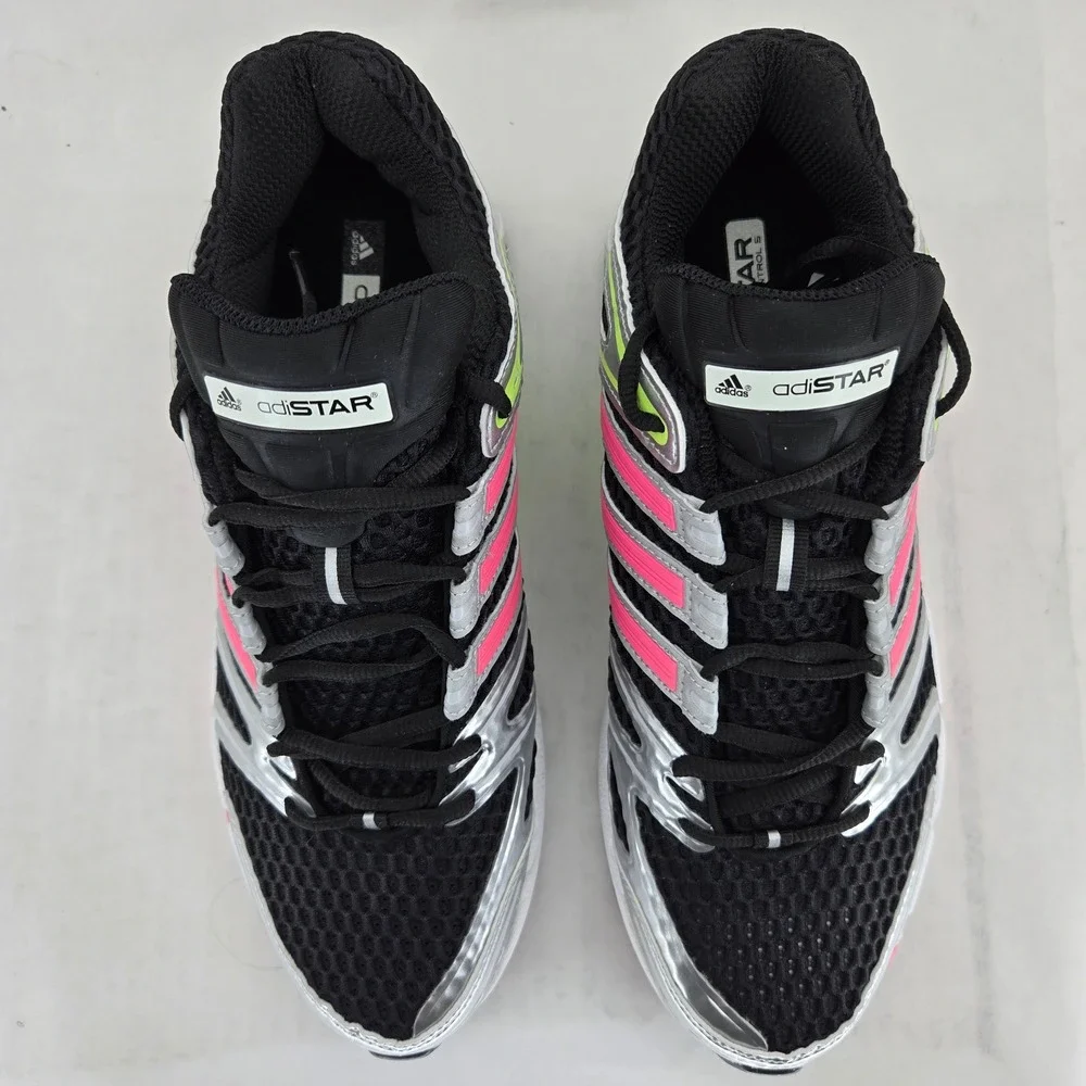 Adidas Adistar Control 5 Mens 10.5 Running Shoes Black Silver Pink JS0041 NEW